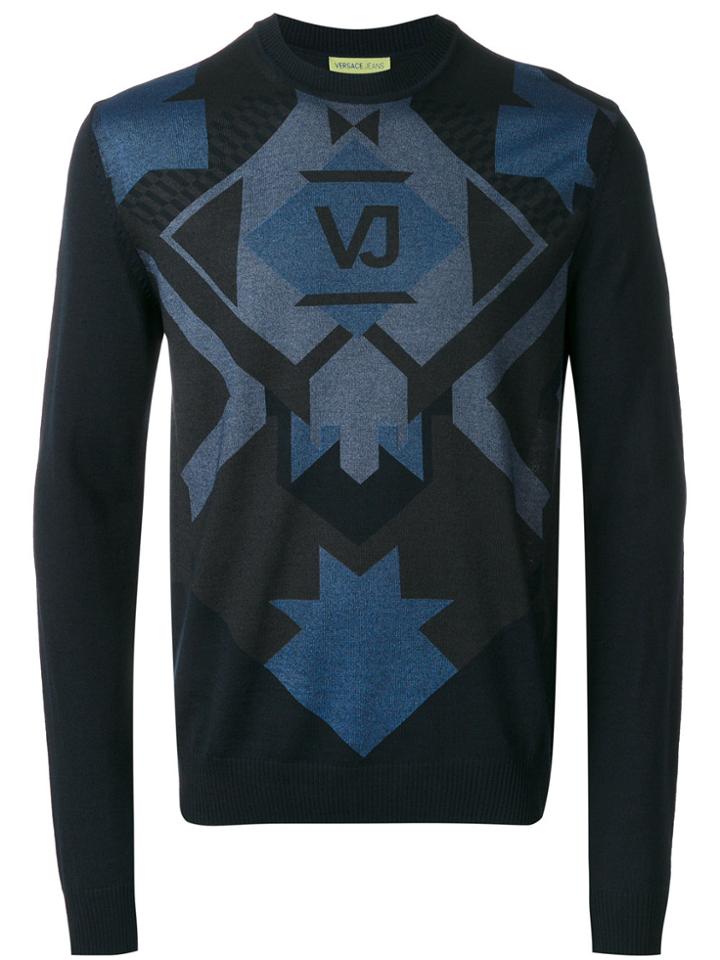 Versace Jeans Geometric Print Jumper - Blue