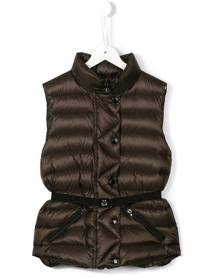 Moncler Kids Belted Padded Gilet, Girl's, Size: 14 Yrs, Green