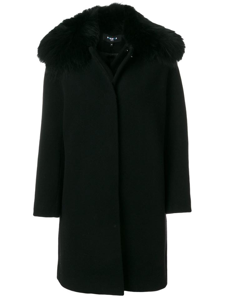 Paule Ka Fur Trim Coat - Black