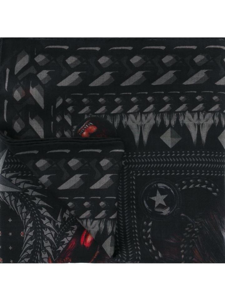 Givenchy Monkey Brothers Scarf, Men's, Black, Silk/virgin Wool