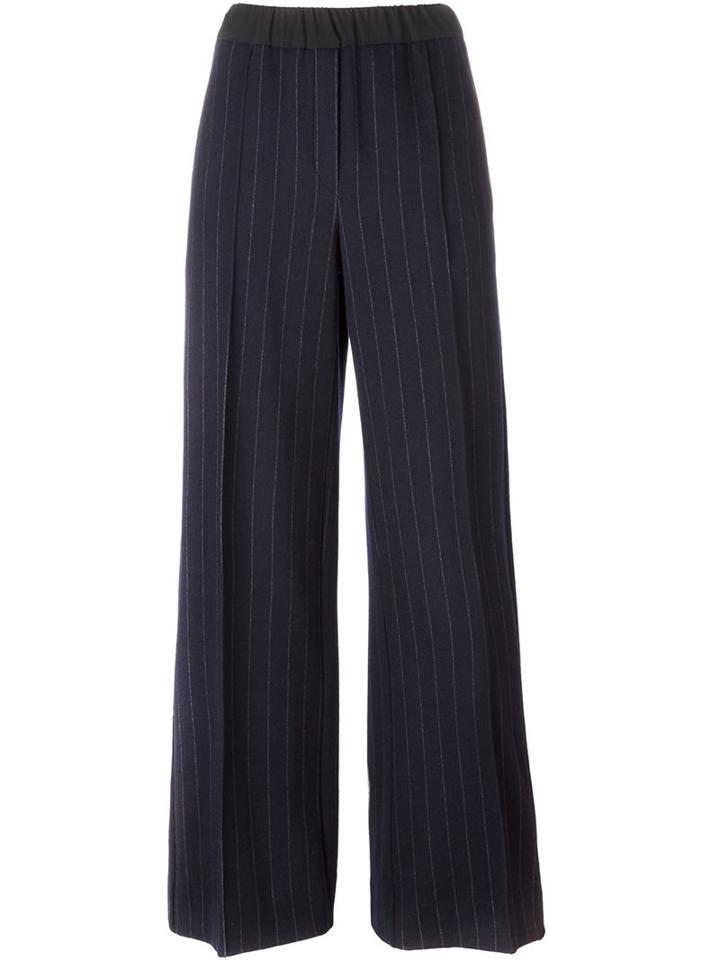 Odeeh Pinstripe Wide-legged Trousers, Women's, Size: 38, Blue, Cotton/virgin Wool