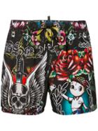 Dsquared2 - Abstract Print Swim Shorts - Men - Polyester - 50, Black, Polyester
