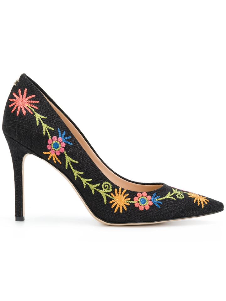 Sam Edelman Chainstitch Embroidered Pumps - Black