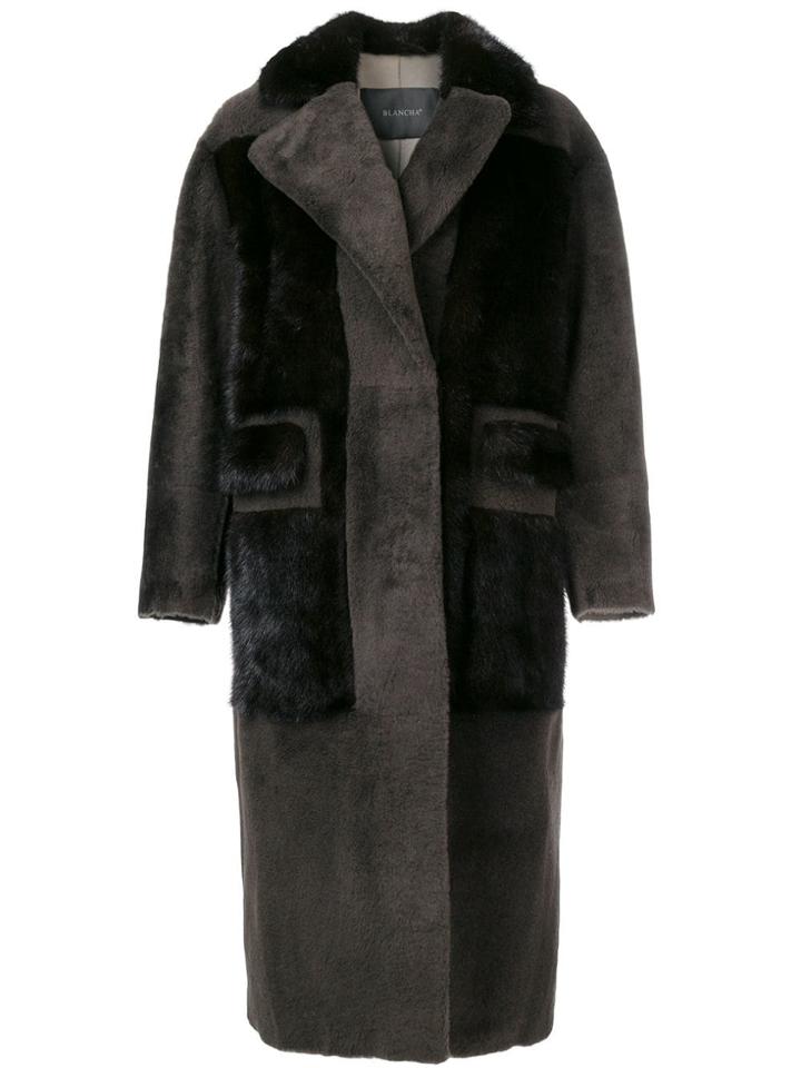 Blancha Long Oversized Shearling Coat - Brown