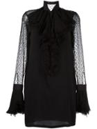 Versace Ruffled Neck Cocktail Dress, Women's, Size: 42, Black, Silk