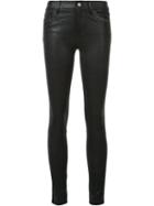 Paige Leather Effect Skinny Trousers, Women's, Size: 26, Black, Cotton/spandex/elastane/leather