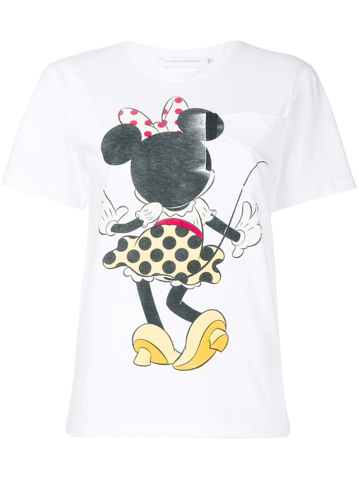 Victoria Beckham - Printed T-shirt - Women - Cotton - 3, White, Cotton