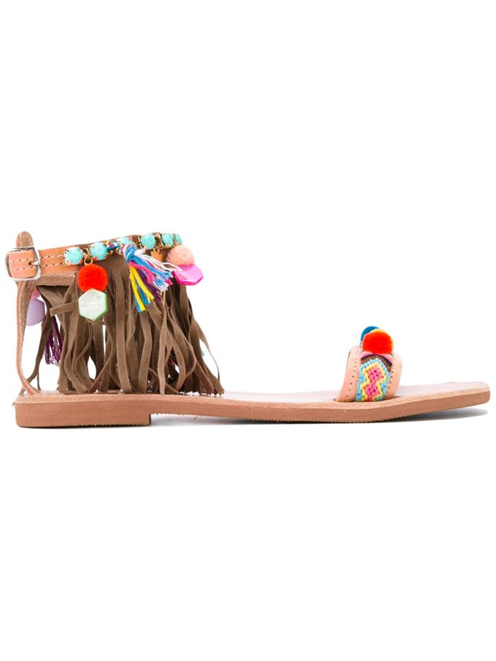 Mabu 'cressida' Fringed Sandals - Nude & Neutrals