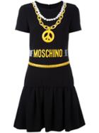 Moschino - Necklace Print T-shirt Dress - Women - Polyester/triacetate - 42, Black, Polyester/triacetate
