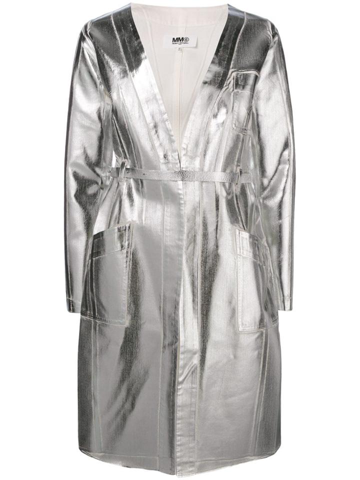 Mm6 Maison Margiela Belted Raincoat - Metallic