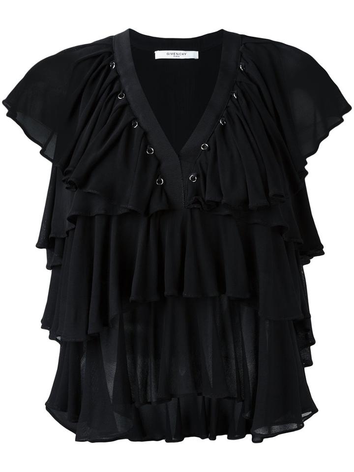 Givenchy Ruffled Sleeveless Top, Women's, Size: 36, Black, Viscose