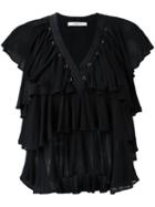 Givenchy Ruffled Sleeveless Top, Women's, Size: 36, Black, Viscose