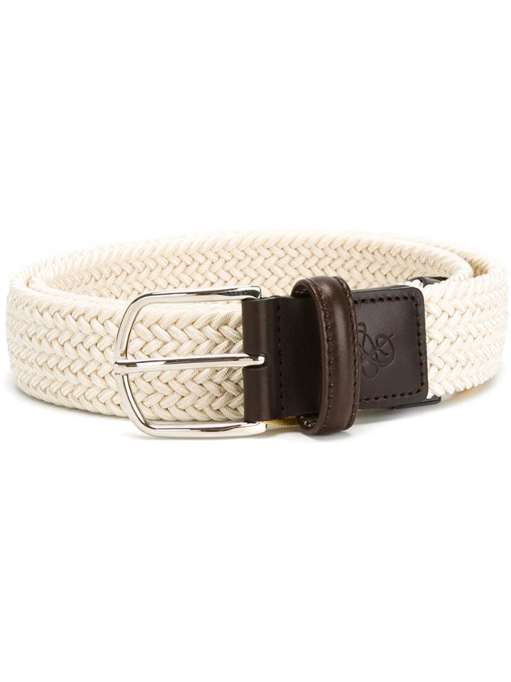 Canali Elastic Woven Belt - White