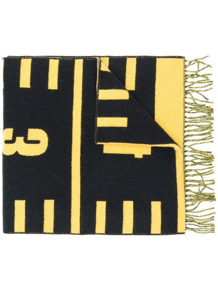 Henrik Vibskov Branded Fringe Scarf - Yellow & Orange