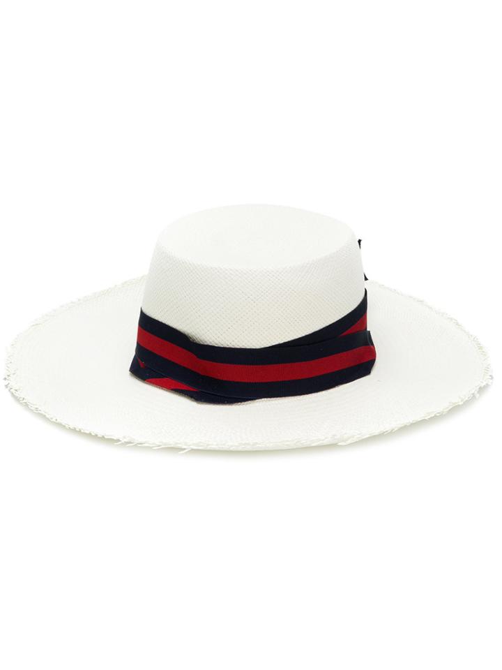 Sensi Studio Frayed Boater Hat - White