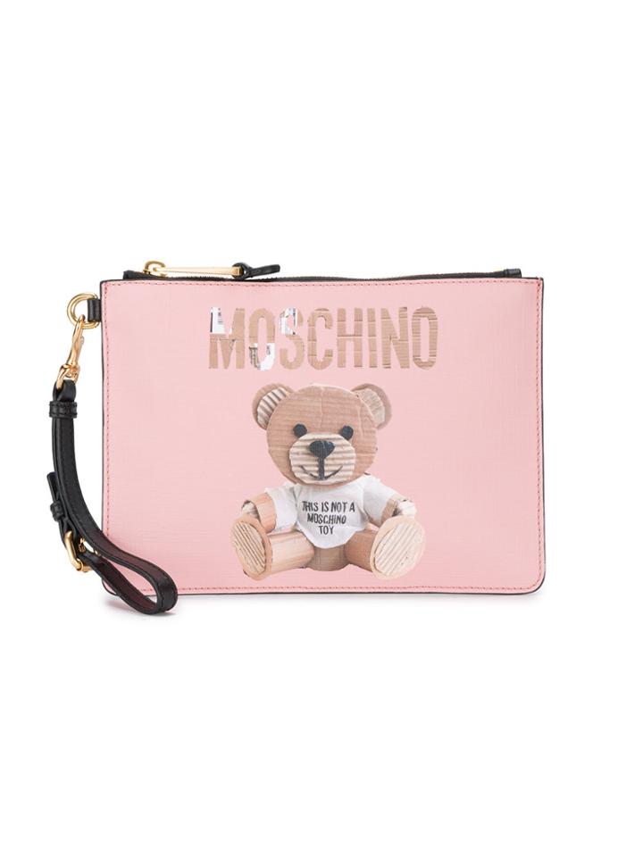 Moschino Teddy Bear Print Clutch Bag - Pink & Purple