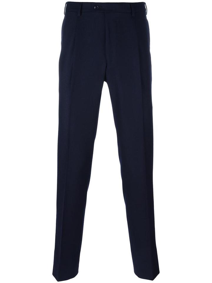 Mp Massimo Piombo Pleated Flannel Trousers, Men's, Size: 56, Blue, Viscose/virgin Wool