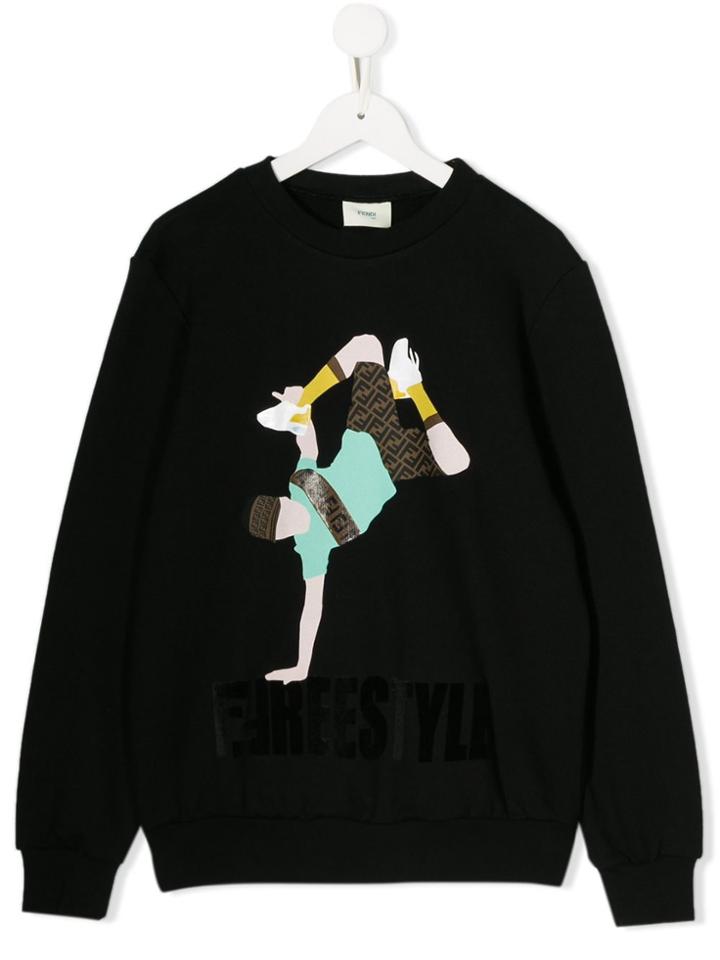 Fendi Kids Teen Ffreestyle Print Sweatshirt - Black