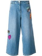 Kenzo Patch Detail Cropped Jeans - Blue