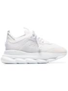 Versace White Chain Reaction Leather Sneakers