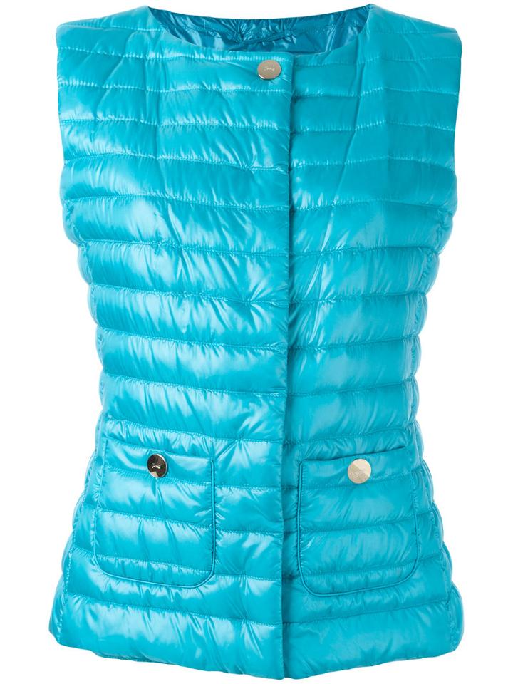 Herno Padded Gilet, Women's, Size: 46, Blue, Polyamide/cotton/feather Down