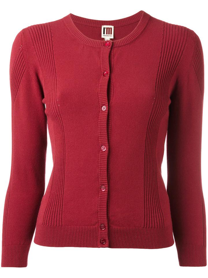 I'm Isola Marras Ribbed Detail Buttoned Cardigan, Women's, Size: Small, Red, Viscose/polyester