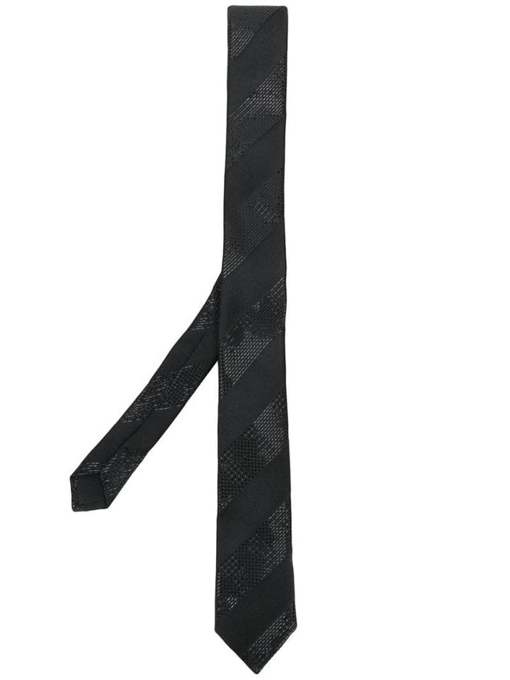 Saint Laurent Metallic Embroidery Necktie - Black