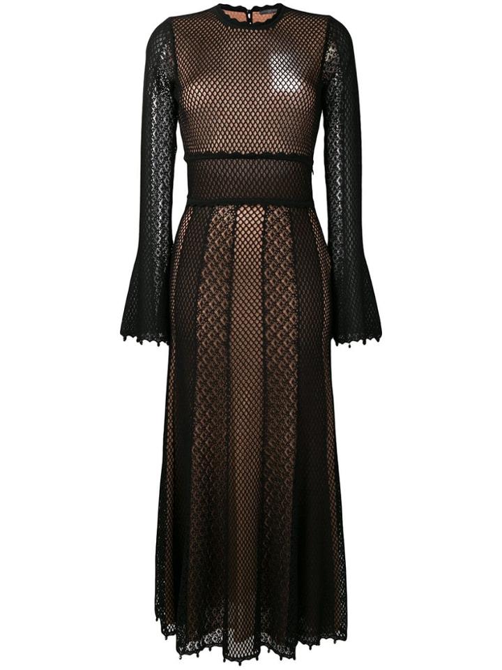 Alexander Mcqueen Embroidered Midi Dress - Black