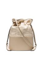 Hunting Season Beige Lola Leather And Straw Bucket Bag - Neutrals