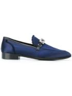 Giuseppe Zanotti Design Crystal-embellished Satin Loafers - Blue