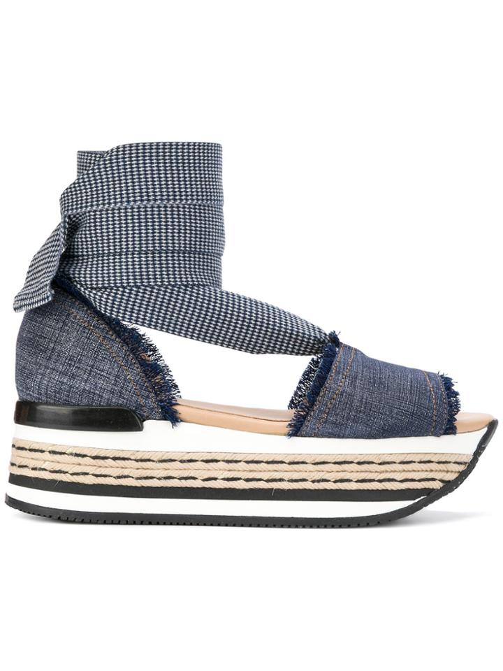 Hogan Denim Platform Sandals - Blue