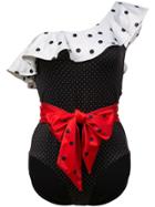 Ganni Oversized Print One-shoulder Swimsuit - Black