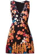 Alice+olivia Floral Mini Dress, Women's, Size: 4, Black, Spandex/elastane/polyester/viscose/silk
