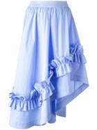 Cédric Charlier Gathered Waist Ruffled Skirt, Women's, Size: 42, Blue, Cotton/other Fibers