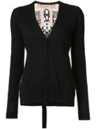 No21 - V-neck Cardigan - Women - Cotton/silk - 38, Black, Cotton/silk