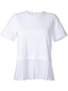 Muveil Pleated Hem T-shirt, Size: 36, White, Cotton