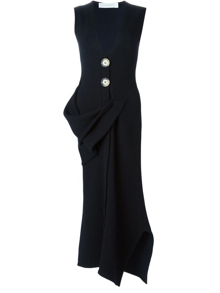 Victoria Beckham Volume Hem Detail Fitted Dress