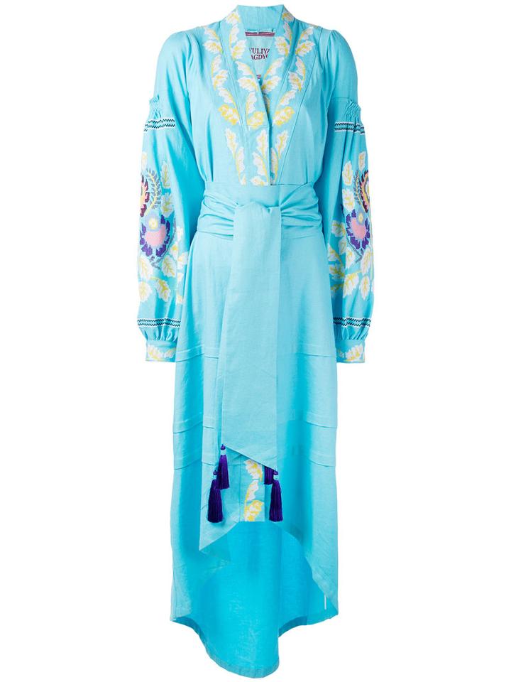 Yuliya Magdych - 'eden Tree' Dress - Women - Linen/flax - L, Blue, Linen/flax