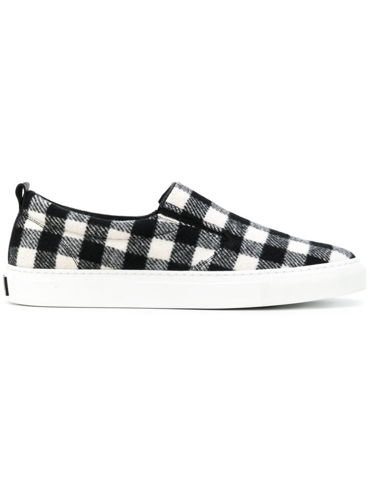 Msgm Gingham Checked Slip-on Sneakers - Black