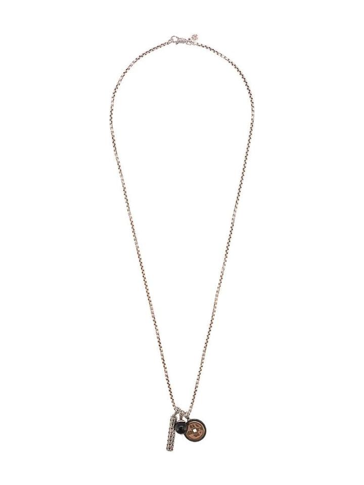 John Hardy Silver Classic Chain Necklace With Bronze And Onyx Pendant