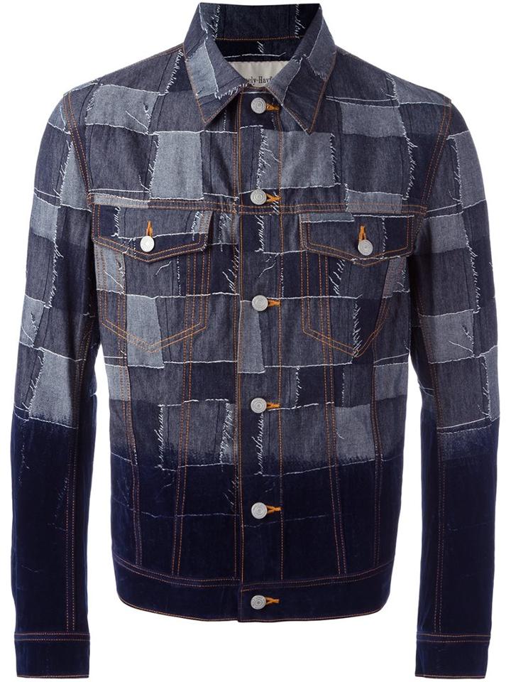 Casely-hayford Patchwork Denim Jacket, Men's, Size: Large, Blue, Cotton