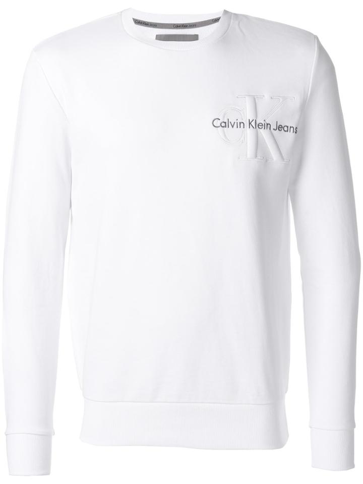 Ck Jeans Embroidered Logo Sweatshirt - White