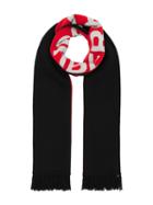 Burberry Cashmere Logo Striped Scarf - Red