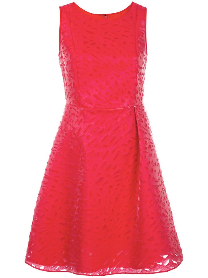 Emporio Armani Shredded Trim Dress, Women's, Size: 46, Red, Cotton/polyamide/polyester