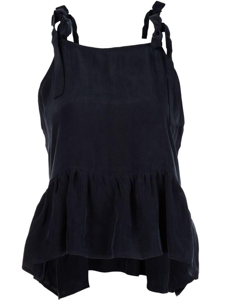 Anine Bing Shoulder Tie Peplum Top