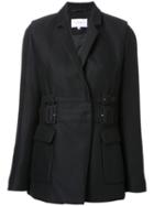 Carven Double-belted Jacket, Women's, Size: 42, Black, Cotton/virgin Wool