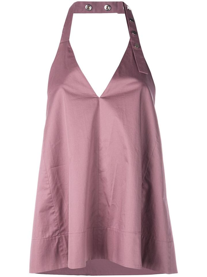 Tibi Tech Poplin Halter Top - Purple