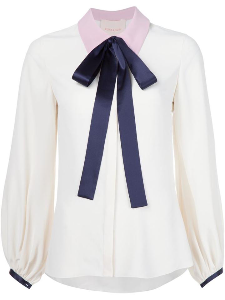 Roksanda Pussy Bow Blouse, Women's, Size: 12, White, Acetate/silk/polyamide