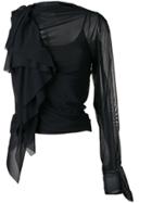 Maison Margiela One Sleeve Ruffle Blouse - Black