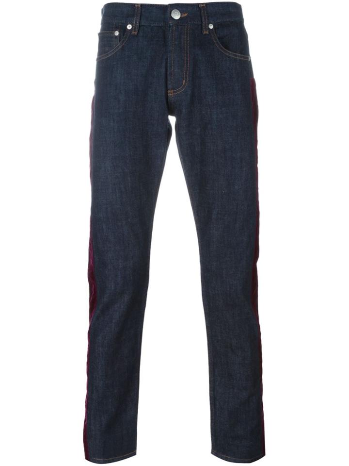 Alexander Mcqueen Stripe Appliqué Jeans - Blue